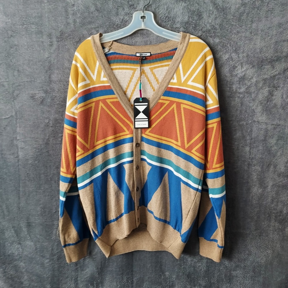 NWT Tom & Hawk Sweater‎ Men's Medium Cardigan Aztec Southwestern  Made Italy